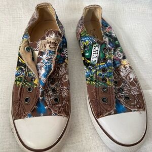 Ed Hardy Beige Canvas Sneakers